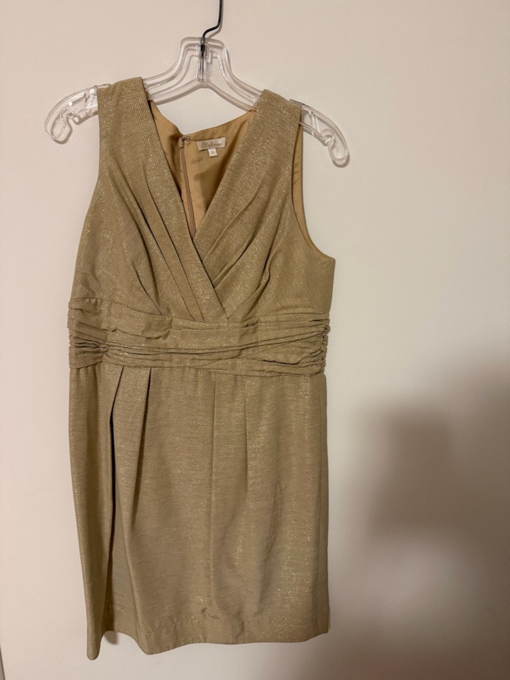Shoshanna Shimmery Gold Sleeveless V-Neck Midi Dress